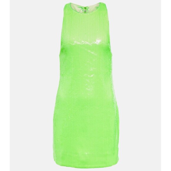 New ROTATE Sleeveless Sequin-embellished Cocktail minidress in Green Size 12 - Picture 5 of 16